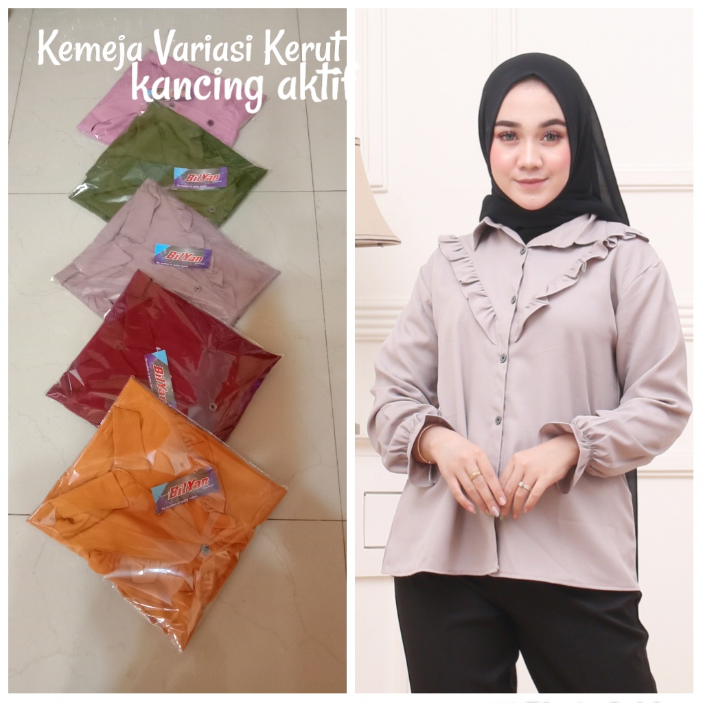 Baju Wanita Kemeja Lengan Panjang Blouse Wanita Kemeja KantorKemeja Lengan Panjang Blouse Kemeja Atasan NB3123n