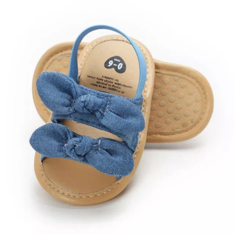 Sendal Sepatu Prewalker Bayi Perempuan Model Pita Anti Slip M050