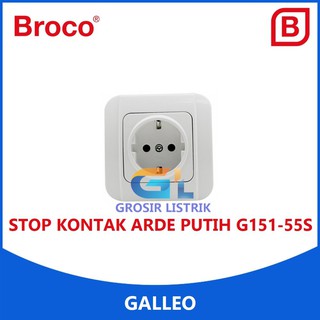 Broco Galleo Stop Kontak Arde Putih G151 (Socket 2P) G151-55S Original Grosir Promo Murah