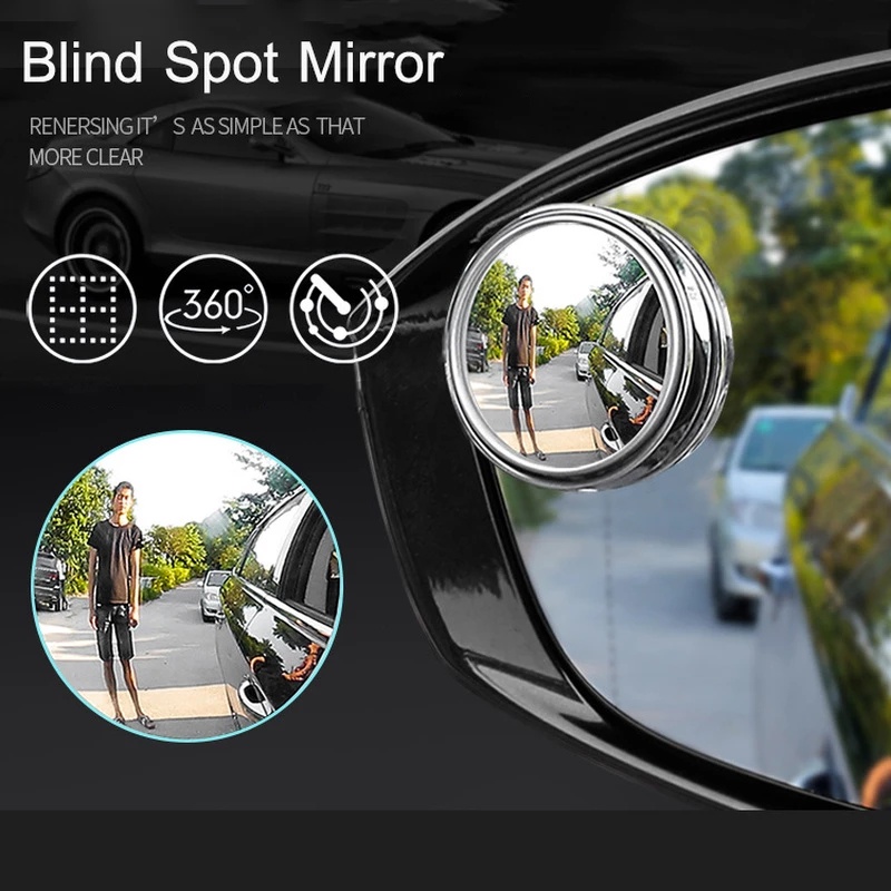 2pcs Frameless Convex Mirror Round HD Kaca Blind Spot Mirror Dengan 360derajat Spion Samping Mobil Convex Rear View Mirror Cars Adjustable Wide Angle