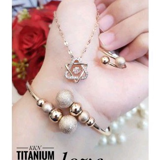 Titanium Set Perhiasan Wanita Rosegold 118223