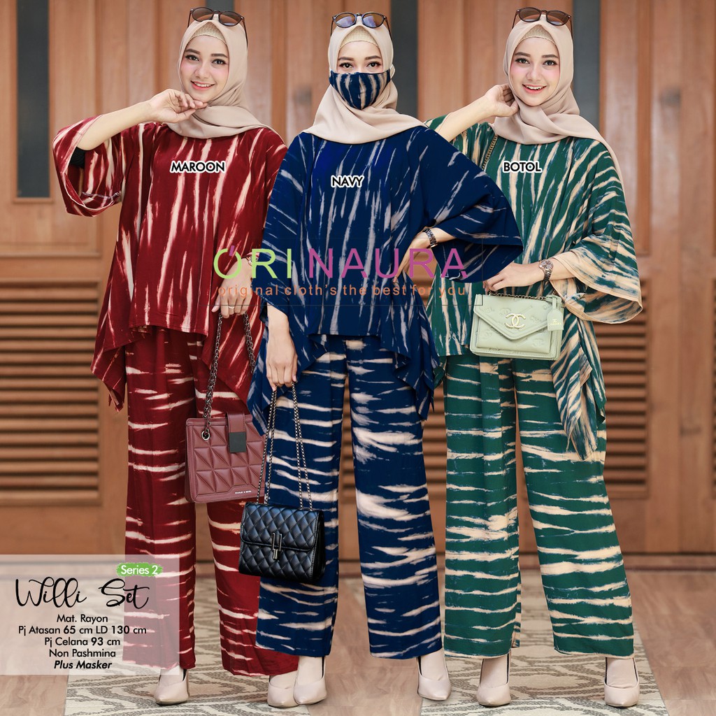 setcel ld 130 WILLI #2 one set ORI NAURA rayon setelan wanita lengan panjang casual batik daily