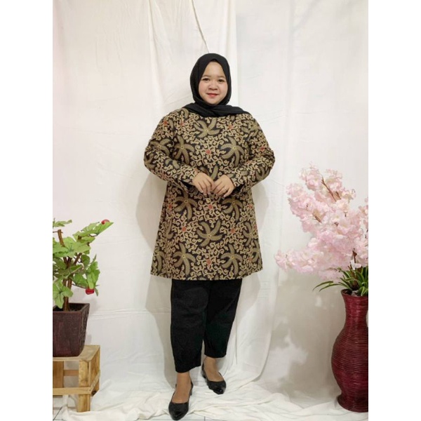 (COD) Baju batik atasan tunik wanita ukuran jumbo