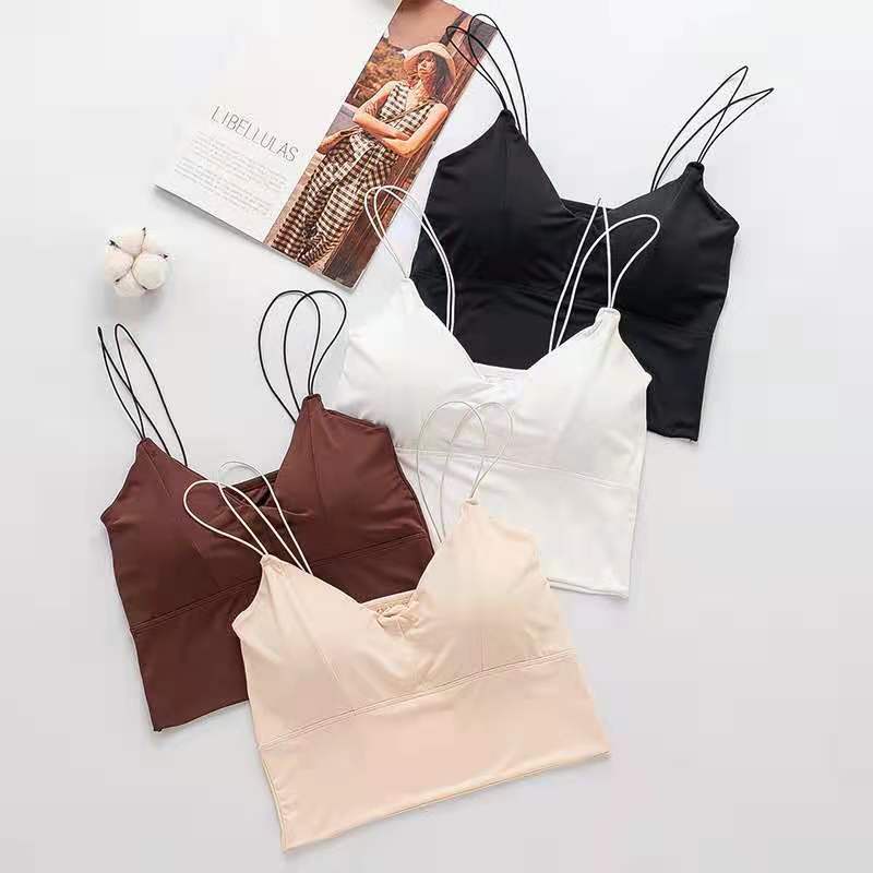 Blackpink Tank Top Push Up Sport Crop Top Wanita Bralette Dengan Busa Bersirkulasi 1137