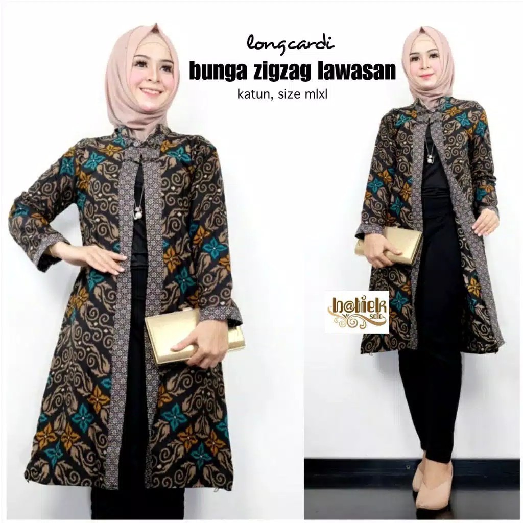 LONGCARDI BUNGA LAWASAN ZIGZAG ALUNA CARDIGAN BATIK CANTIK KARDIGAN BATIK KANTOR SERAGAM BATIK CARDI