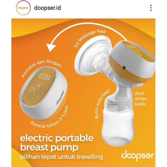 PRELOVED Doopser Portable Electric Breast Pump (Include 1 buah botol susu)