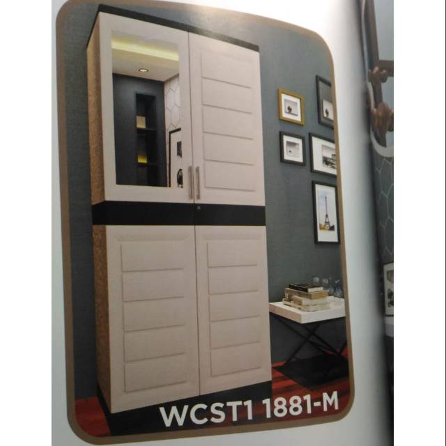 Lemari plastik pakaian merk wapolin motif minimalis kaca