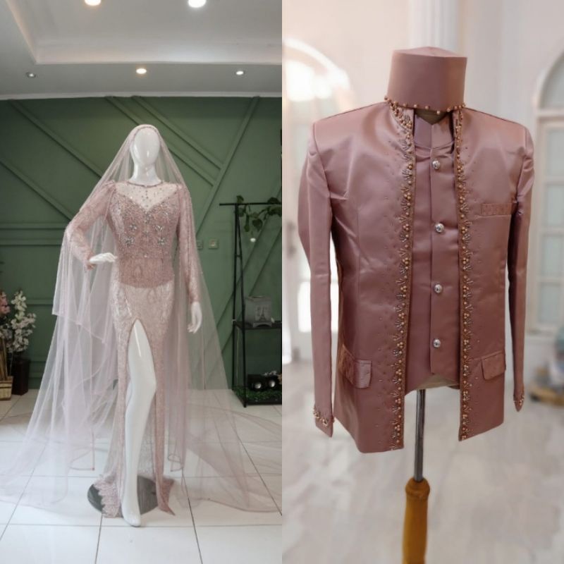 cauple Gaun pengantin slim Dress  premium belh ngekor // gaun pengantin organza// gaun pengantin belah//slim dres terbaru//gaun pengantin cantik