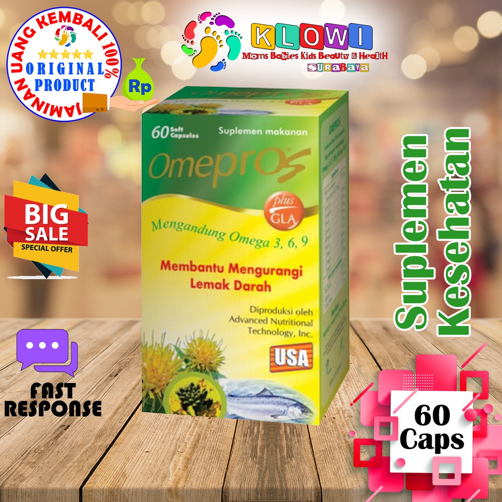 Omepros Isi 60 Soft Capsule Suplemen Kesehatan Penurun Kolesterol /Lemak Darah