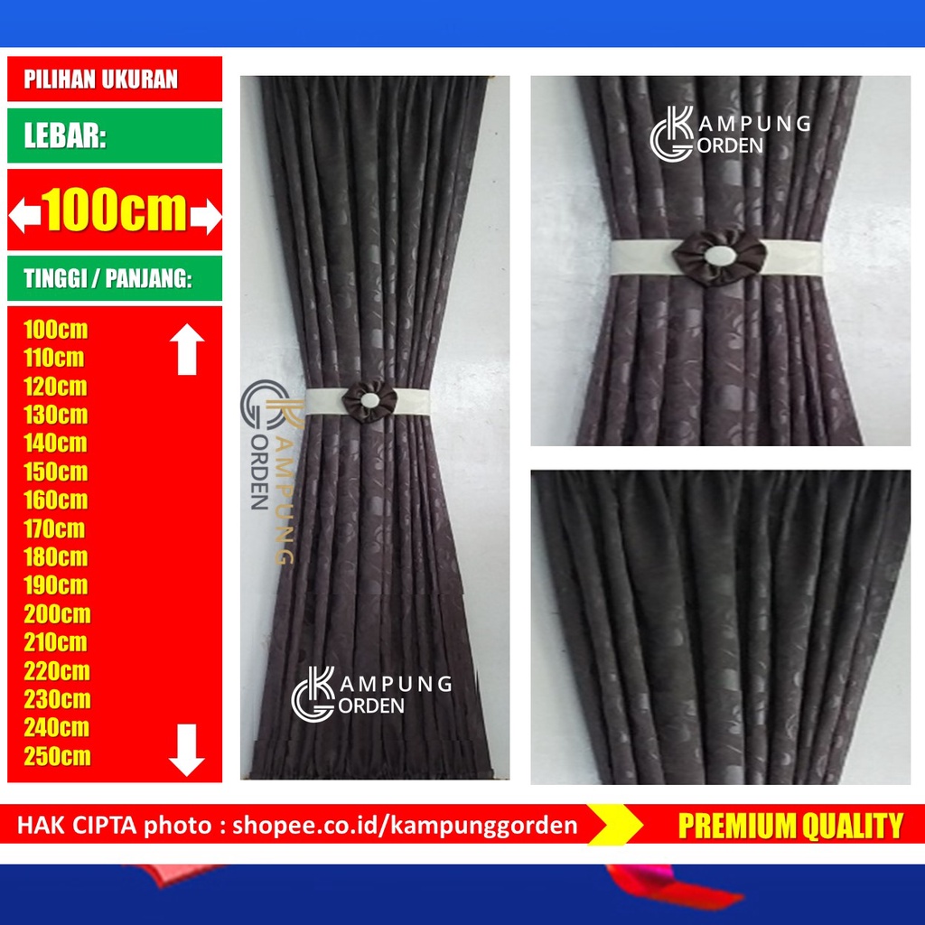 GORDEN JENDELA MINIMALIS SPIRAL IKAT KUPU KUPU PITA TEBAL Warna Abu Polos