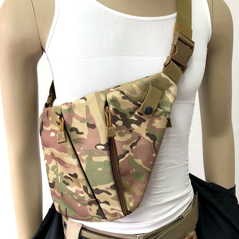 Preorder Outdoor Taktis Penyimpanan Sarung Pistol Tas Bahu Pria Anti-Theft Tas Dada Nilon Olahraga B