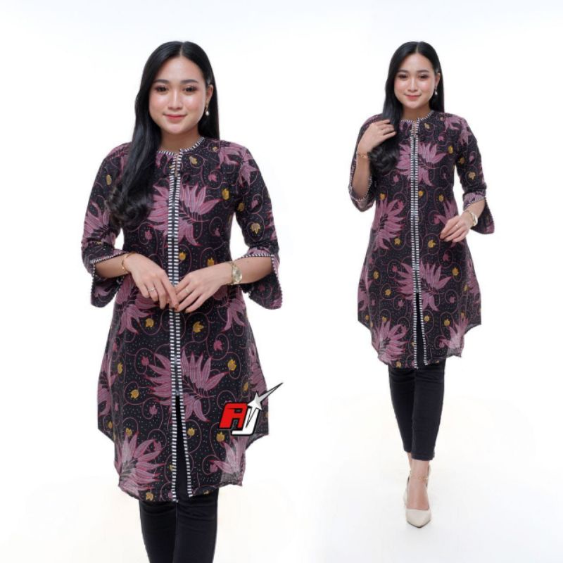 Batik wanita ASJ SA HRB026 Kenongo Kemeja Tosca Pendek-06