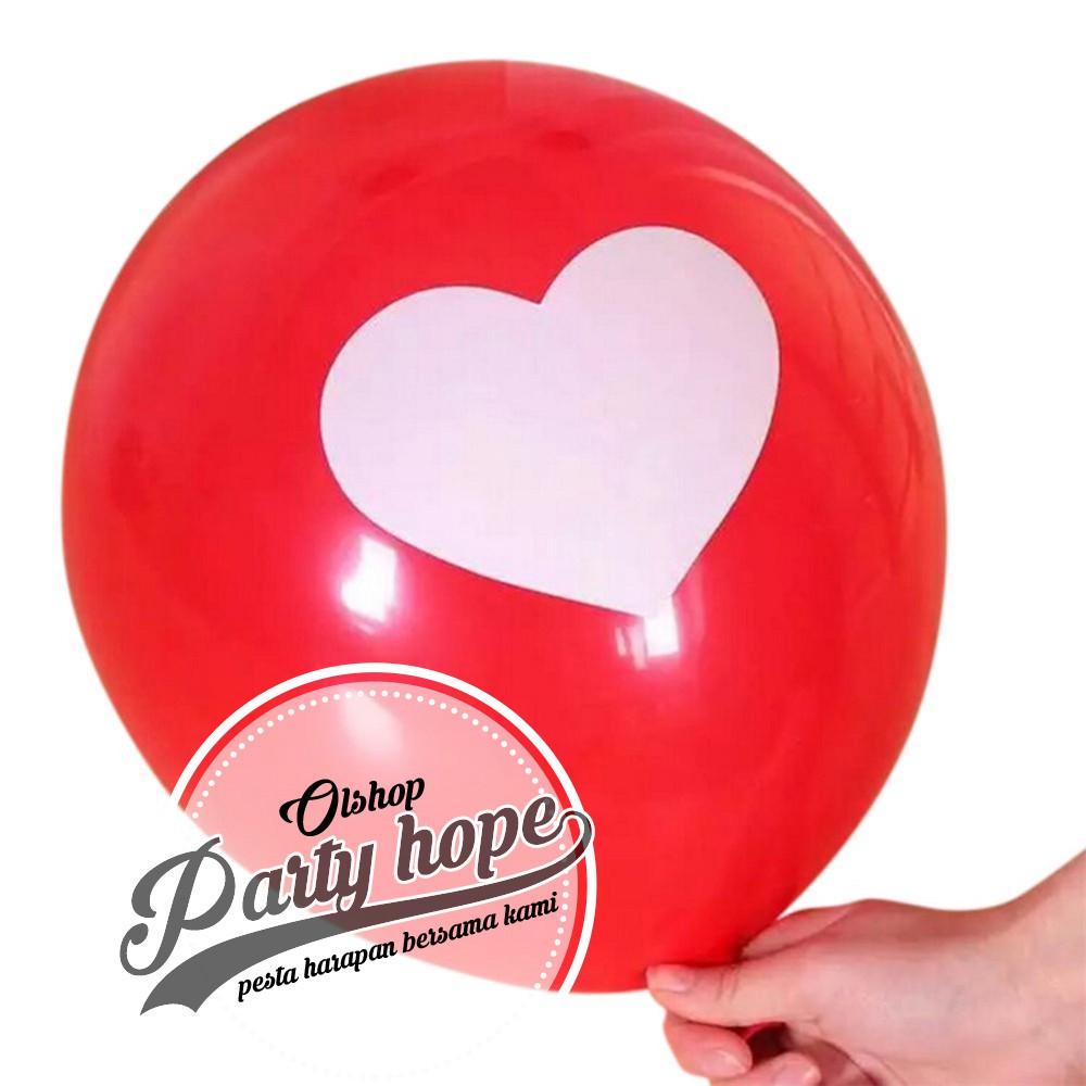 balon latex merah motif hati / balon motif / balon hati merah / balon motif hati