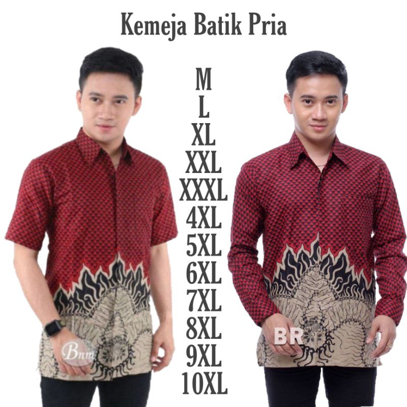 KEMEJA BATIK PRIA LENGAN PANJANG DAN LENGAN PENDEK JUMBO BIG SIZE