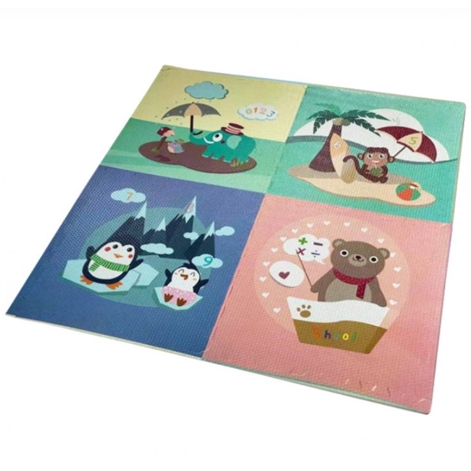 PLAY MAT Eva Puzzle Printing 1 set 4pcs ukuran 60x60cm alas bermain bayi bentuk puzle 60 alas main karpet foam puzle 120x120cm matras lantai