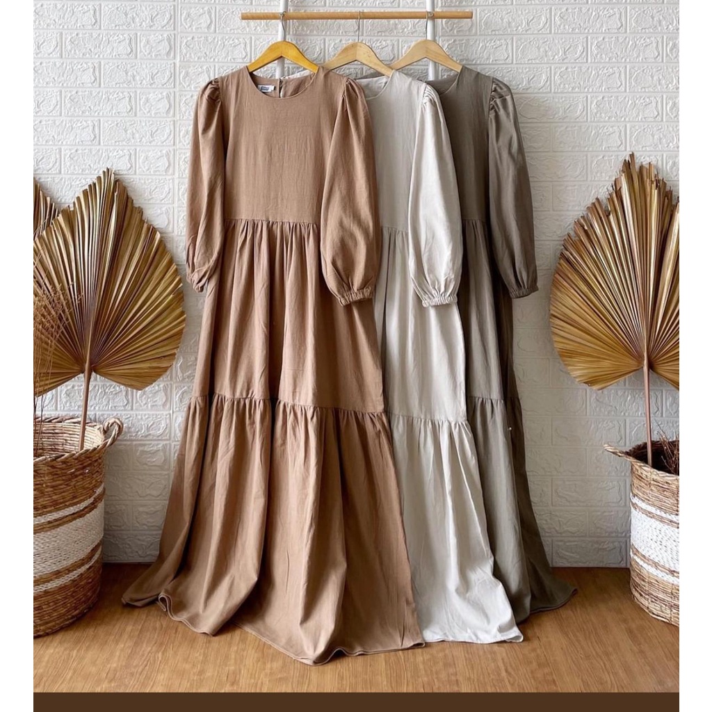 Almira Dress Linen Premium Gamis Linen Hits Termurah / Dress Linen