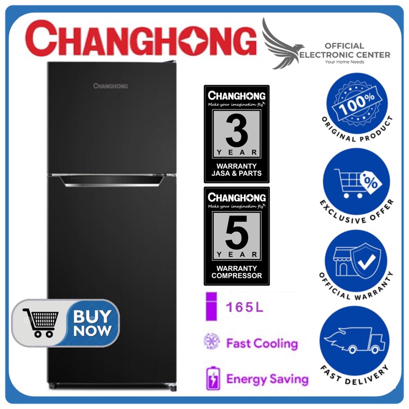 CHANGHONG KULKAS 2 PINTU 165L CRF-208 CRF208 208 LEMARI ES LOW WATT 2 PINTU PROMO CHANGHONG