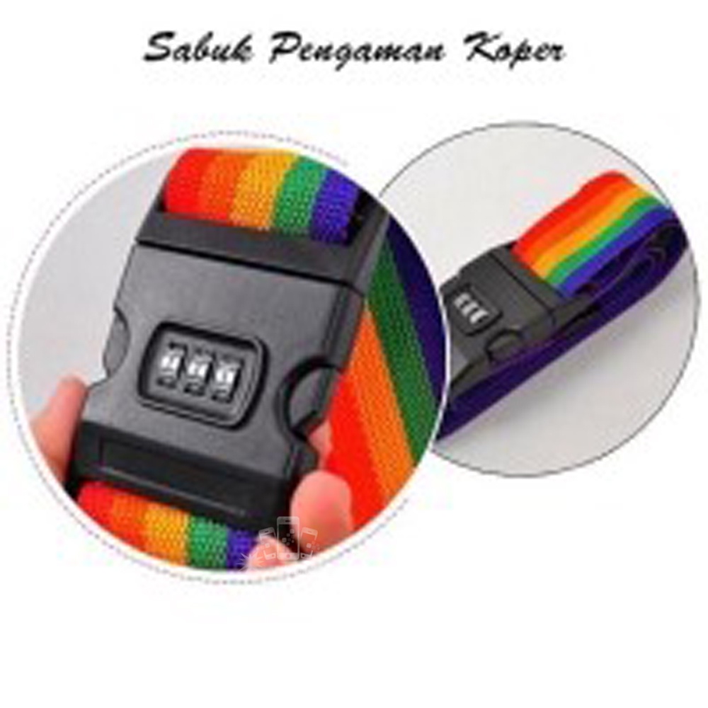 Sabuk Koper Luggage Strap Belt Travel Rainbow Tali Koper Pengaman Kunci Pin Angka SABUK PENGAMAN