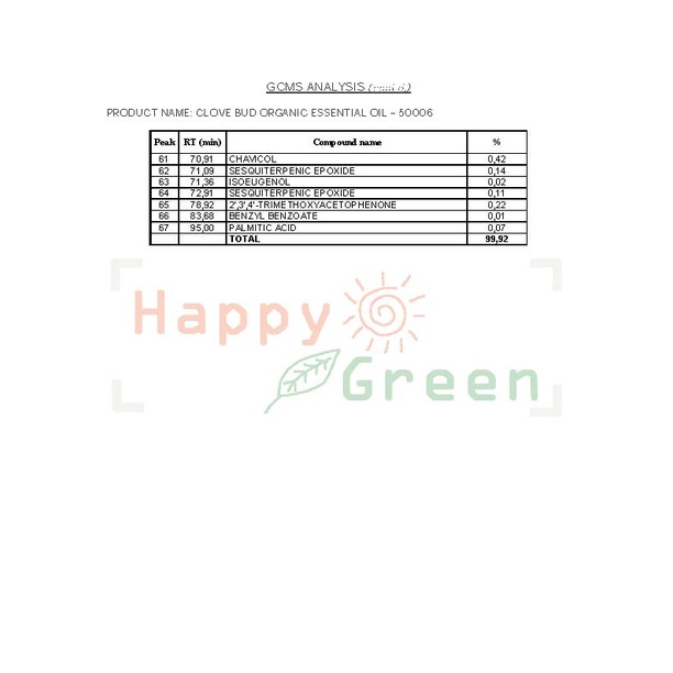 Happy Green ORGANIC Clove Bud Essential Oil - Minyak Atsiri Cengkeh Organik