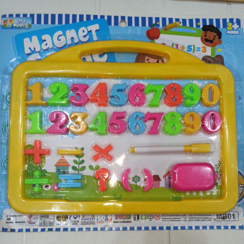 

Papan tulis magnet lengkap dengan angka spidol