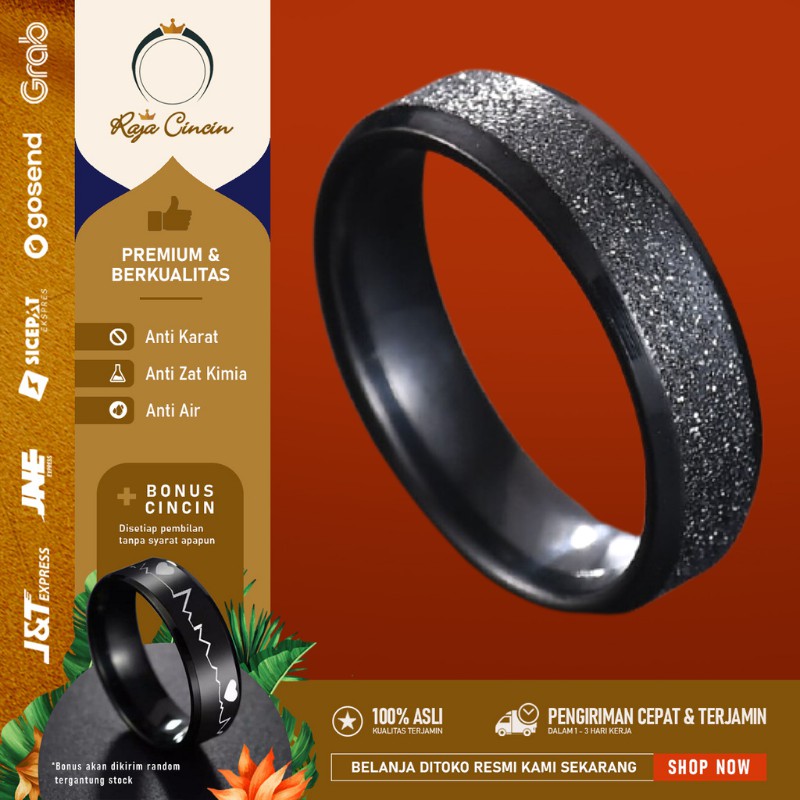 Cincin Titanium Wanita Pria Korea Emas Perak Hitam