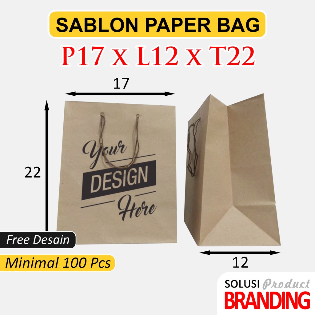 

Sablon Paper Bag P17 x L12 x T22 Murah | Kemasan | Wedding | Souvenir | Hajatan | Bingkisan