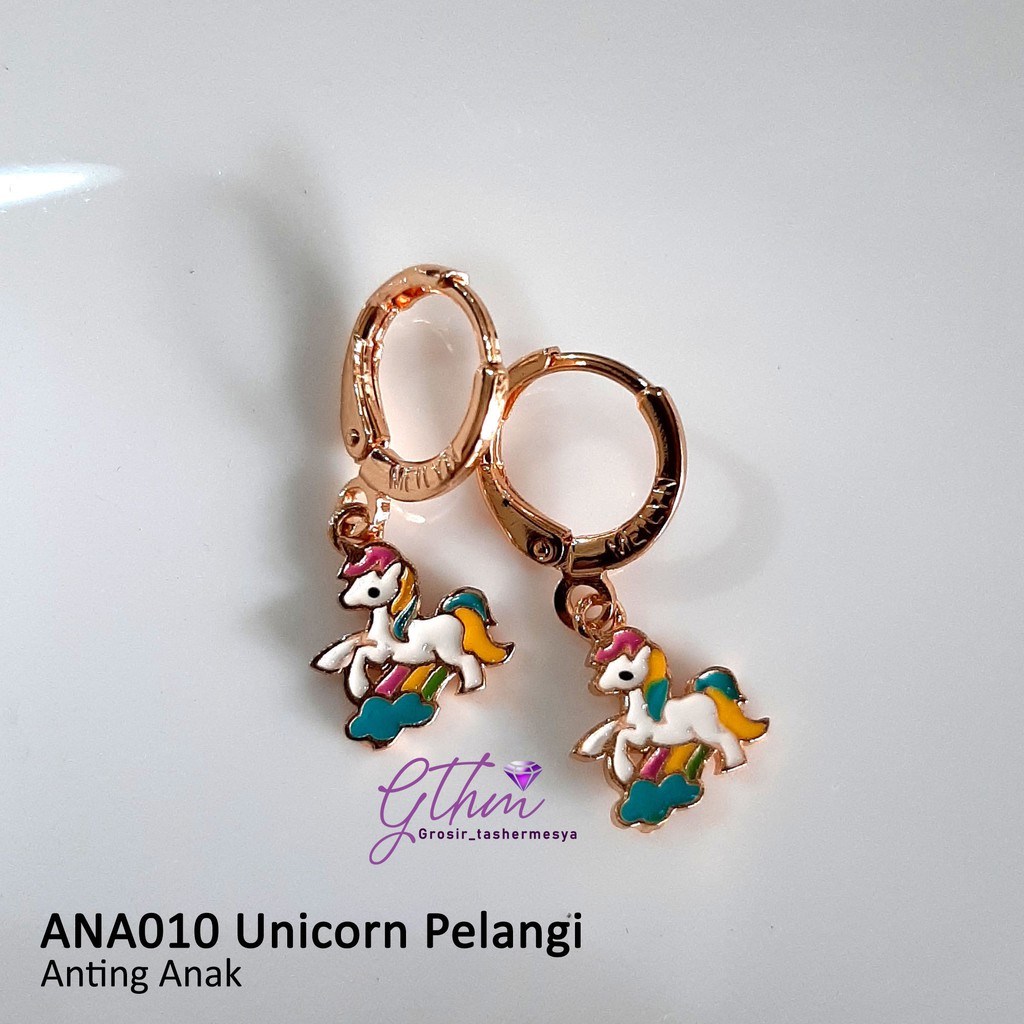 anting anak kuda poni unicorn perhiasan anak lapis emas putih 18k jual titanium xuping