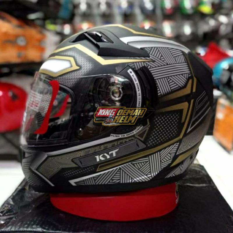 HELM KYT K2 RIDER BLACK PANTHER BLACK DOFF GOLD DOUBLE VISOR HELM KYT K2RIDER BLACK PANTER GOLD ORI