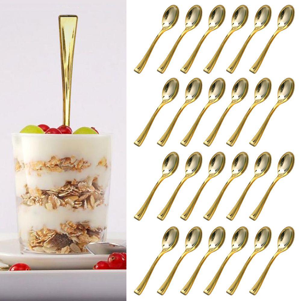 Top 24PCS Sendok Set Mini Untuk Pesta Piknik Menirukan Metal Sendok Garpu Dessert Spoon