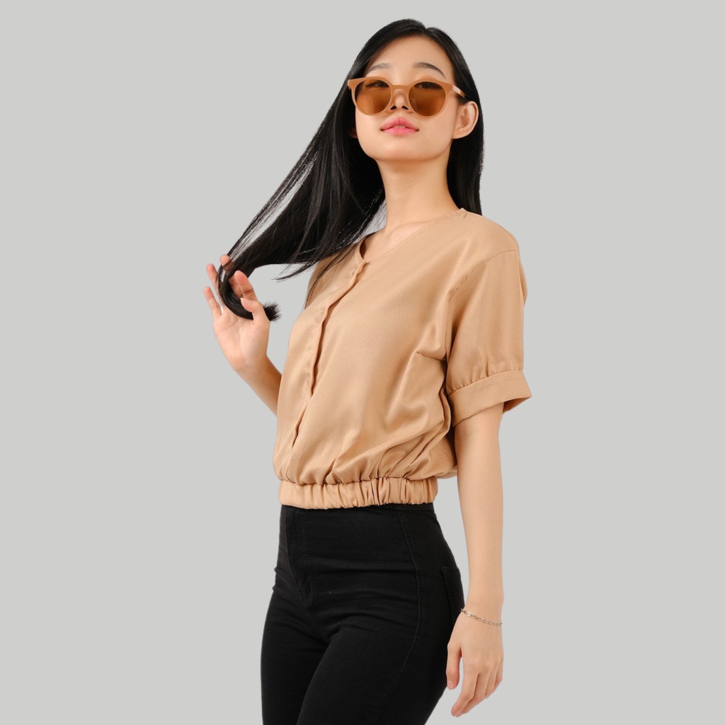 Monellina 1251 Crop  Top  Wanita Lengan  Pendek Shopee 