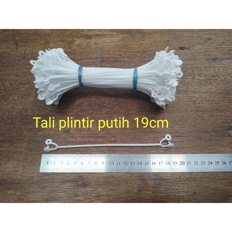 

tali plintir putih 19 cm tali bingkisan souvenir ulang tahun pernikahan, tali pengait kemasan mika serbaguna
