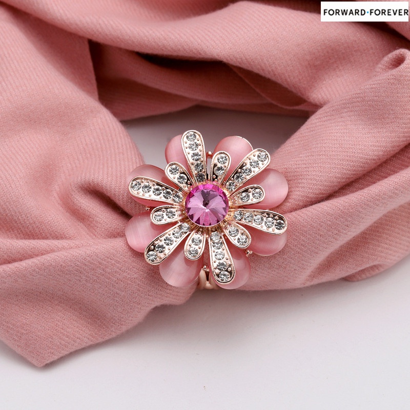 Pearl rhinestone scarf ring clip brooch pin M40012