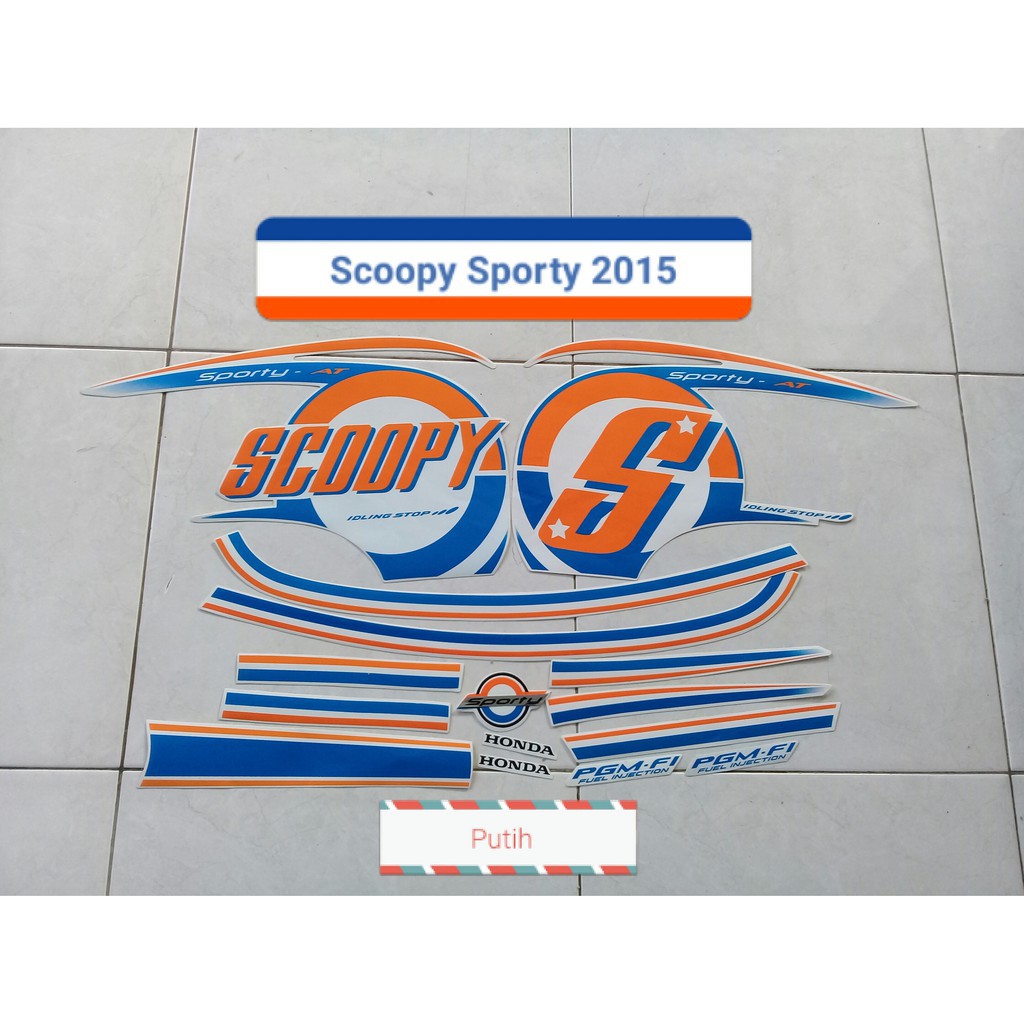 Sticker Striping Lis Motor Honda Scoopy Sporty 2015 Putih