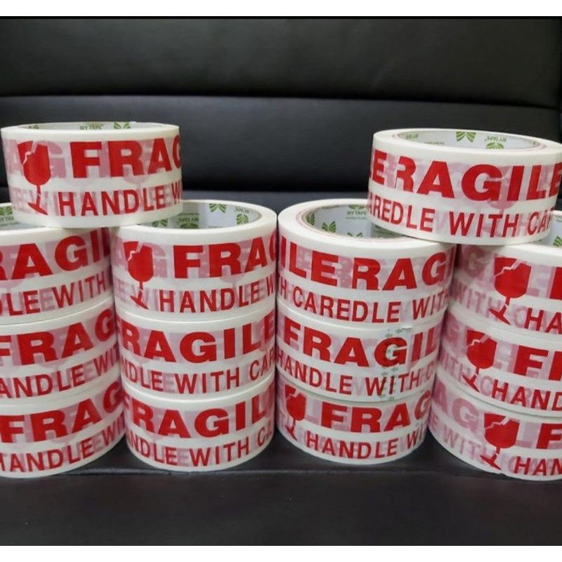 

Lakban My Tape Fragile Putih Susu/Merah 1 dus isi 72 pc - 48x100 yard
