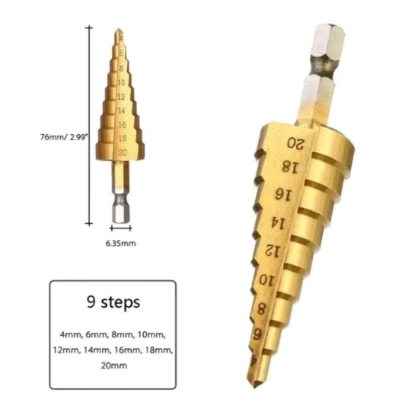 MATA BOR PAGODA KERUCUT STEP DRILL BESI 4-20MM