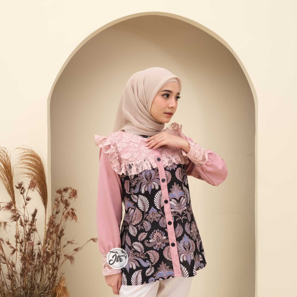 Blouse Batik Busui Motif Unik Cantik Premium Elegan Formal Baju Kerja Kantor Seragam Karyawan Sera 6