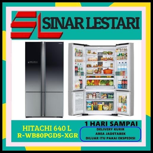Hitachi R-Wb80Pgd5-Xgr Kulkas 4 Pintu 640 L Inverter // Rwb80Pgd5-Xgr