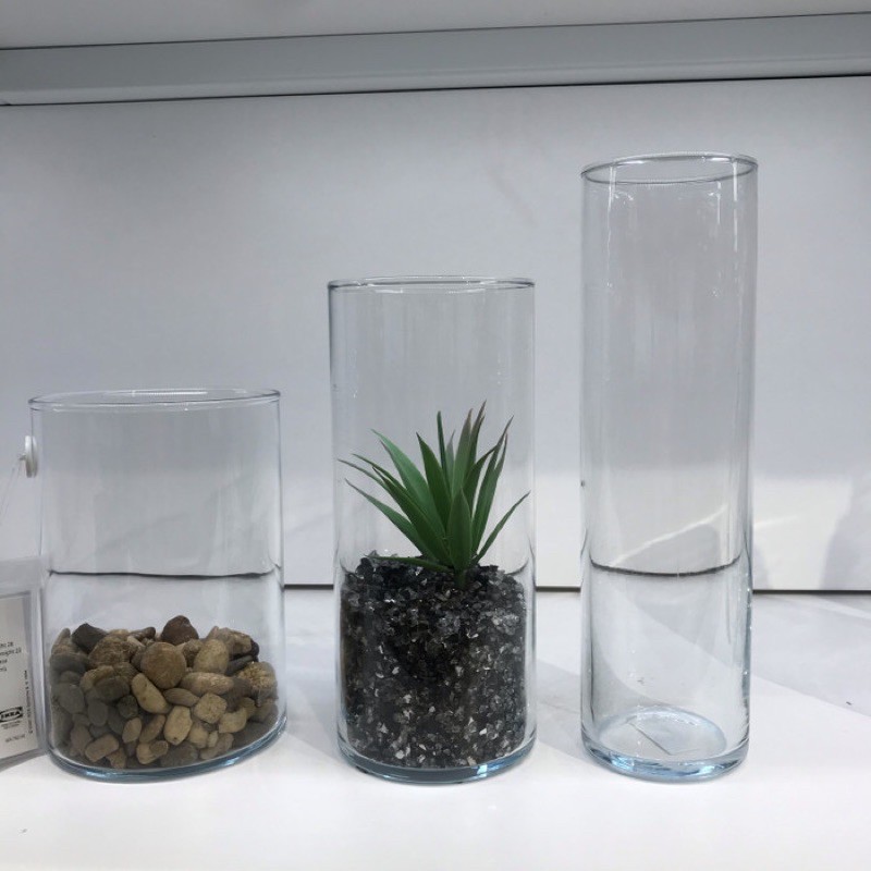 vas bunga pot bunga kaca bening tinggi tabung kaca tebal besar tinggi best seller diameter 8cm 12cm 