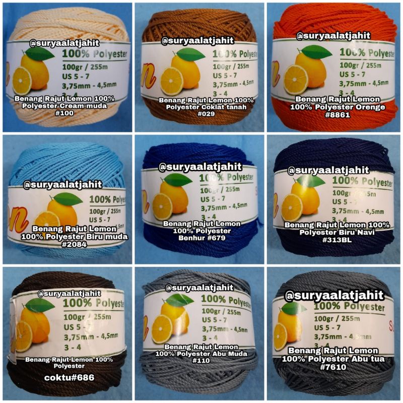 Benang Rajut Lemon 100% Polyester =rp.13.500/pcs