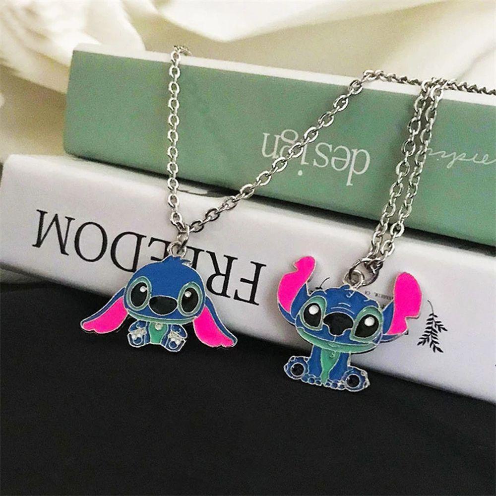 MXBEAUTY Lilo &amp; Stitch Liontin Kawaii Lucu Kalung Gantung Liontin Ornamen Perhiasan Anime Necklace
