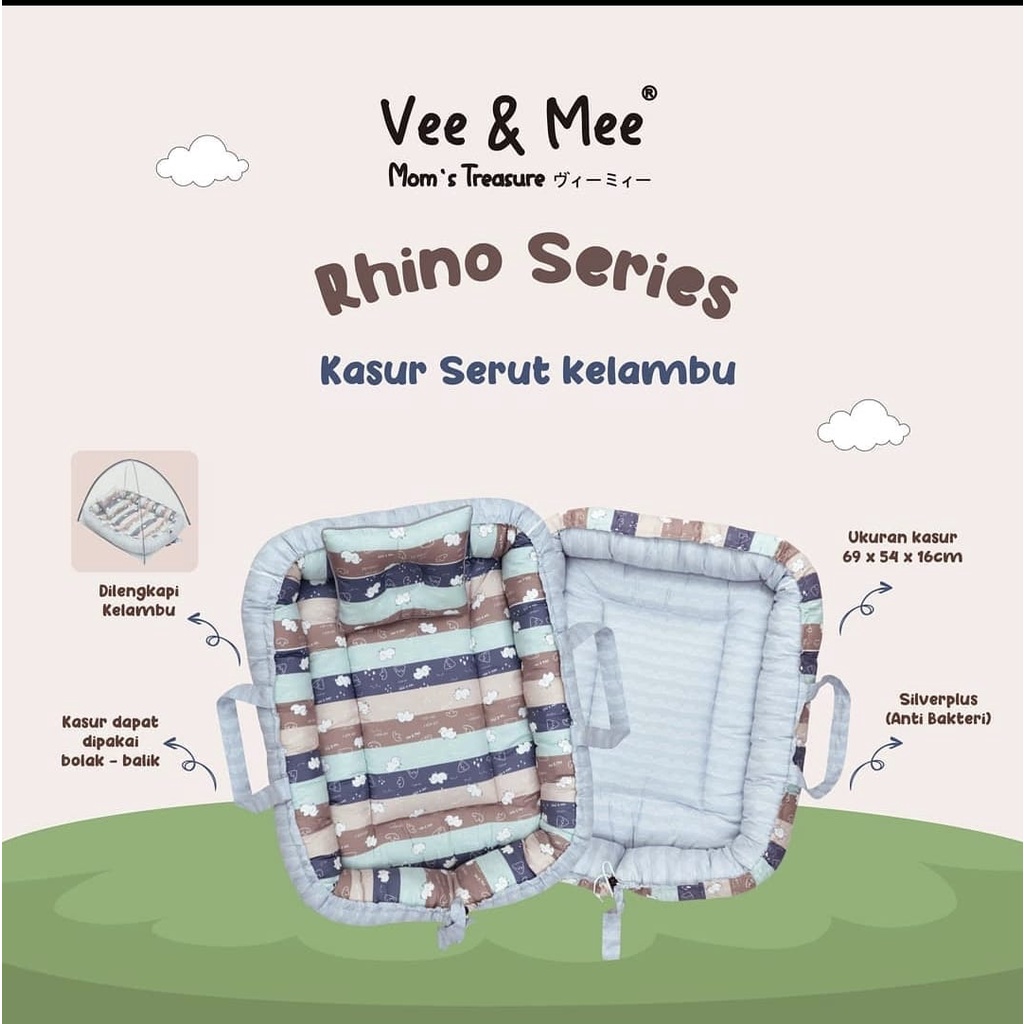 [2 Kg] Vee &amp; Mee Kasur Bayi Serut Anti Bakteri + Kelambu Kojong Rhino Series -  VMK 2010