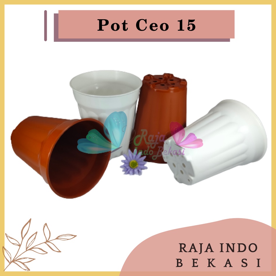 Rajaindobekasi Pot Tinggi Ceo 15 Putih Coklat Merah Bata - Mirip Pot Yogap 15 Murah Pot Tinggi Putih Plastik Besar