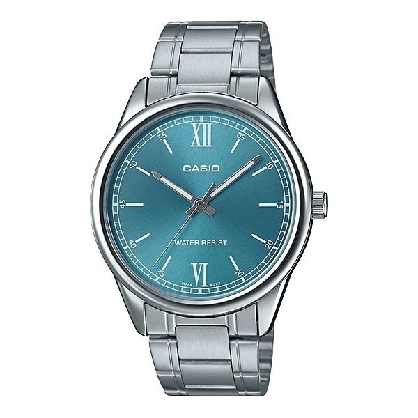 JAM TANGAN PRIA CASIO MTP-V005D-3B ORIGINAL - MTPV005D SILVER HIJAU