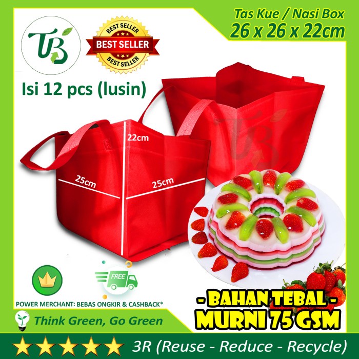 

NEW GOODIE BAG TBI -BOX CAKE- TAS KUE SPUNBOND 25x25x25 cm BUKAN PAPER BAG - Maroon