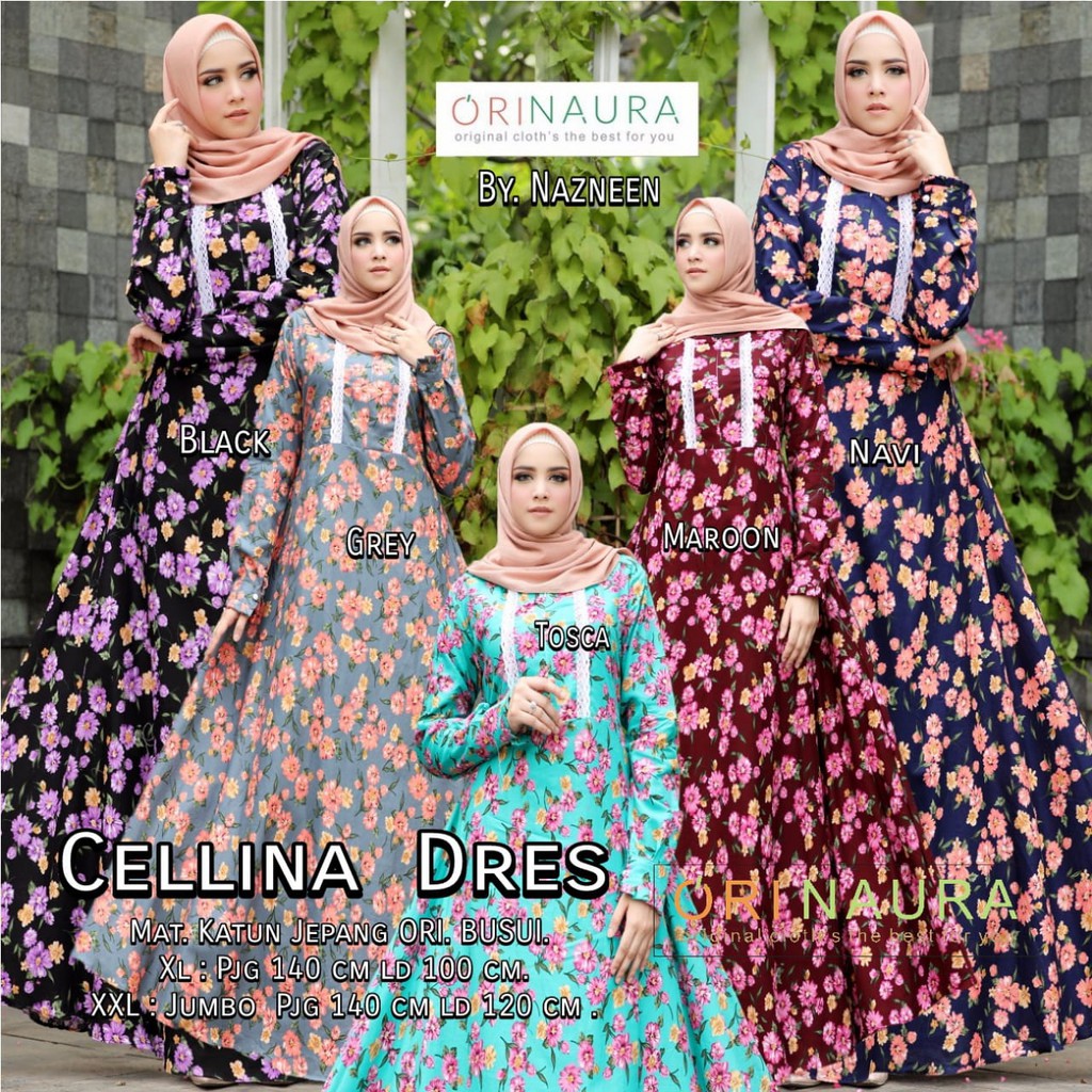 CELLINA DRESS  UKURAN XL - XXL ORI BERLABEL NAURA