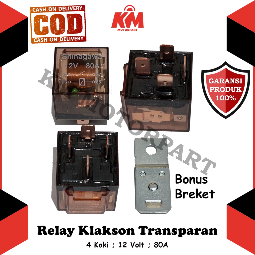 Relay Klakson Transparan Kaki 4 12 Volt Lampu Motor Dll