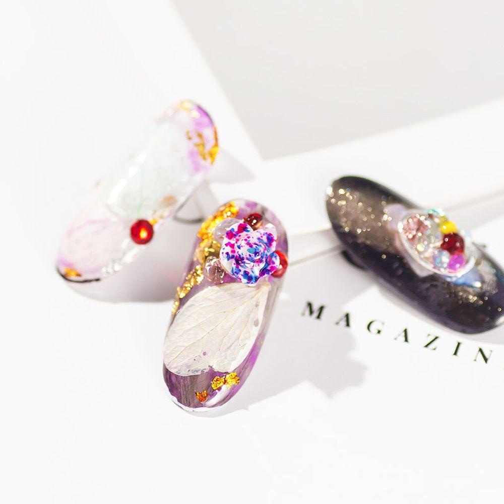 AUGUSTINA Agustina Campuran Dekorasi Kuku Bersih Merah Tetesan Air Berbentuk Manicure Ukuran Mix Bunga Aksesoris Kuku