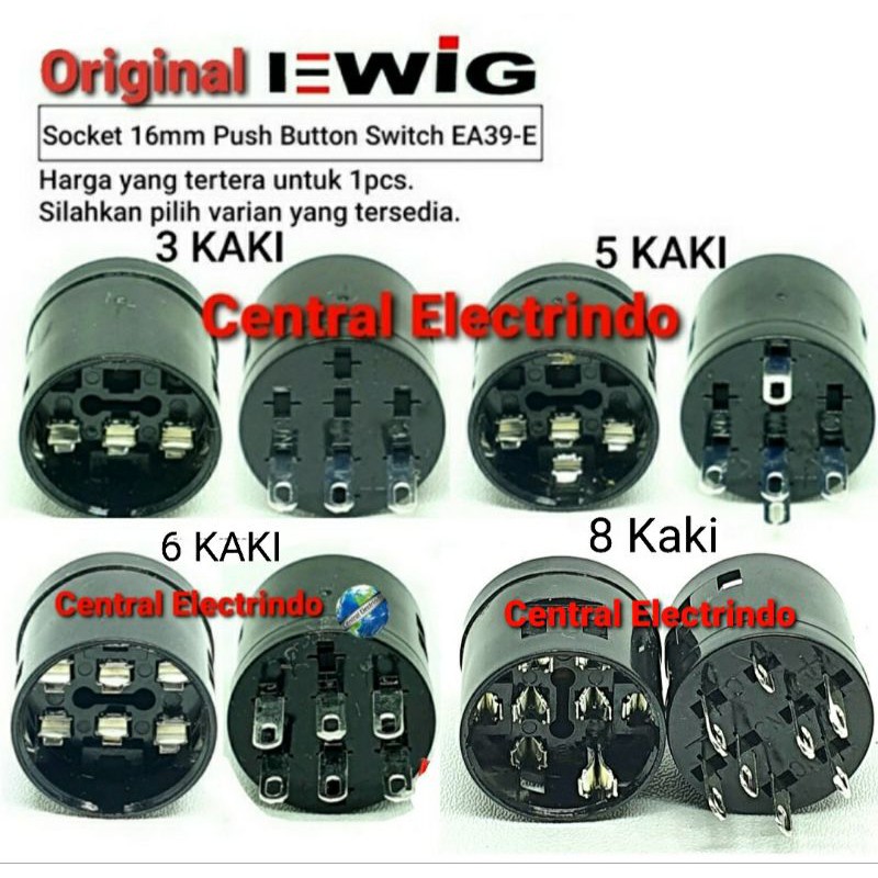 Socket Bantu Push Button Switch EWIG 16mm EA39-E 3/5/6/8 Kaki.