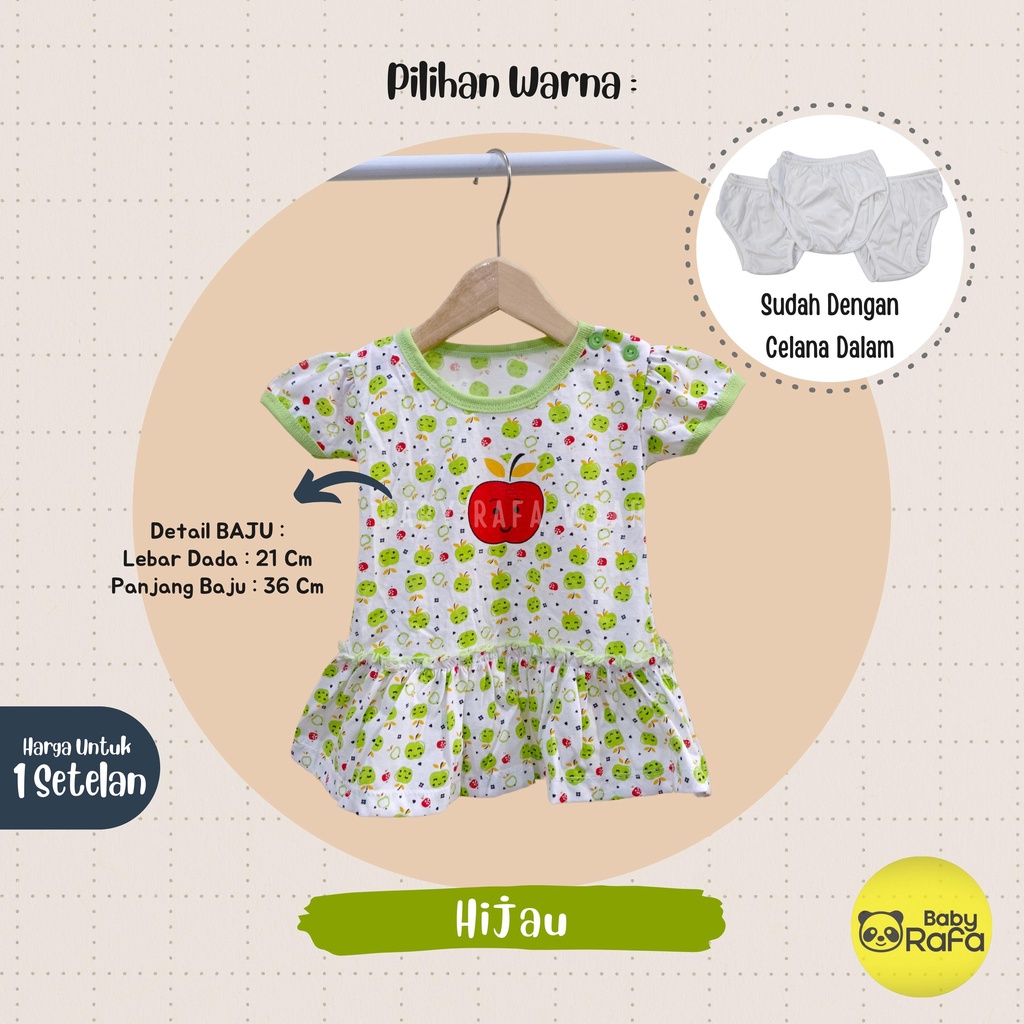 Dress Baju Bayi Perempuan 0 - 3 Bulan merk BONA, Setelan Rok Anak Perempuan motif Fruit