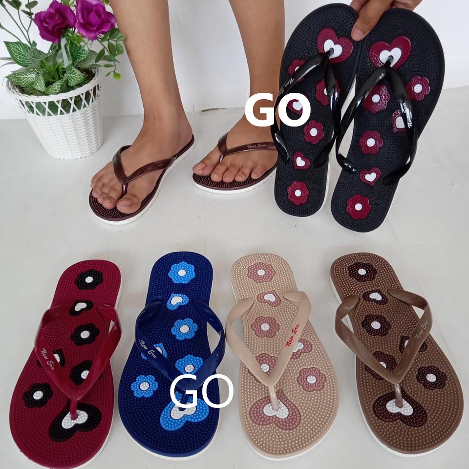 gof NEW ERA LB 100272 Sandal Kesehatan Rematik Wanita Sandal Karet Murah Original